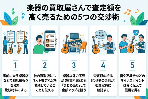 楽器の買取屋さんで査定額を高く売るための5つの交渉術