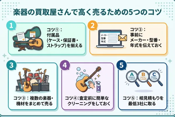 楽器の買取屋さんで高く売るための5つのコツ